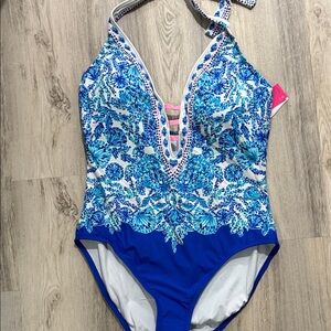 Lily Pulitzer one piece floral blue Swimsuit